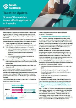 Some of the main tax issues affecting property in Australia