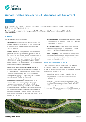 Climate-related disclosures Bill introduced into Parliament